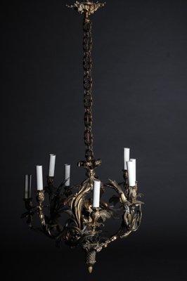 Antique Rococo Bronze Crown Chandelier, 1900s-FLW-1402155