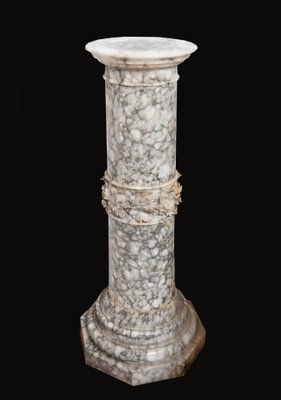 Antique Roman Column in Flowery Alabaster-KKK-1777407