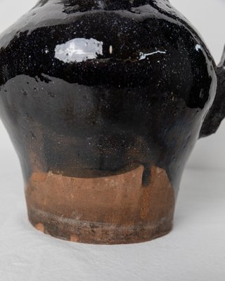 Antique Rustic Terracotta Jug with Black Glaze-HVJ-2041683