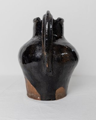 Antique Rustic Terracotta Jug with Black Glaze-HVJ-2041683