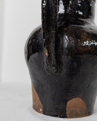 Antique Rustic Terracotta Jug with Black Glaze-HVJ-2041683