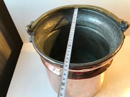 Antique Scandinavian Coal or Fireplace Bucket in Copper, 18th Century-LCR-883849