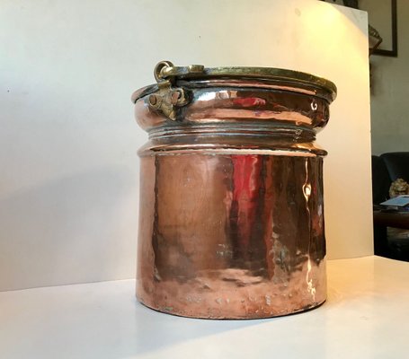 Antique Scandinavian Coal or Fireplace Bucket in Copper, 18th Century-LCR-883849