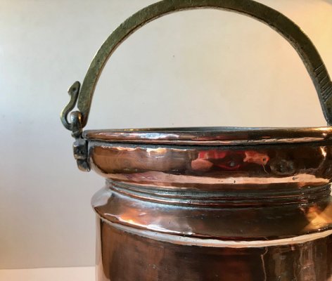 Antique Scandinavian Coal or Fireplace Bucket in Copper, 18th Century-LCR-883849