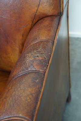 Antique Sheep Leather Armchairs, Set of 2-HPP-1824155