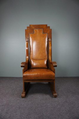 Antique Sheep Leather Throne Chair-HPP-1373315