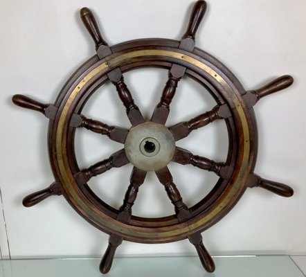 Antique Ship's Steering Wheel in Teak from John Hastie, 20th Century-WZZ-1180605