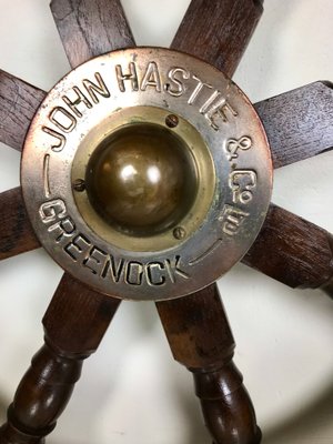 Antique Ship's Steering Wheel in Teak from John Hastie, 20th Century-WZZ-1180605