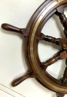 Antique Ship's Steering Wheel in Teak from John Hastie, 20th Century-WZZ-1180605