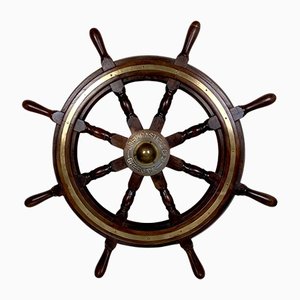 Antique Ship's Steering Wheel in Teak from John Hastie, 20th Century-WZZ-1180605