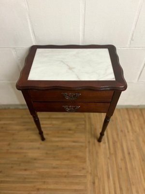 Antique Side Table with Marble Top-SZM-1772358