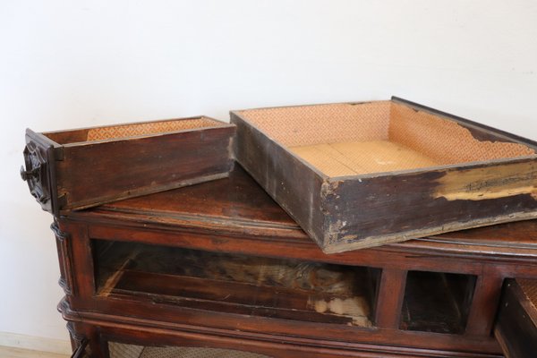 Antique Sideboard in Solid Walnut with Plate Rack, 1680s-DCO-1352045