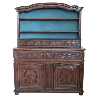 Antique Sideboard in Solid Walnut with Plate Rack, 1680s-DCO-1352045