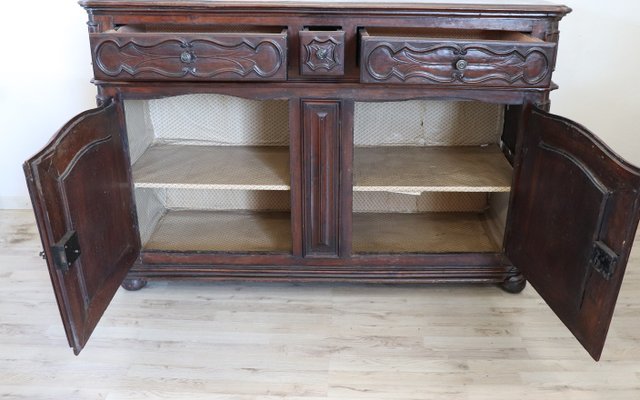 Antique Sideboard in Solid Walnut with Plate Rack, 1680s-DCO-1352045