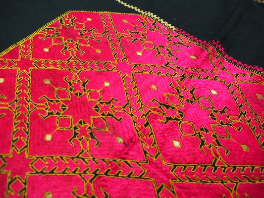 Antique Silk Embroidered Wall Hanging, Swat Valley Pulkari, 1890s-UZN-1435718