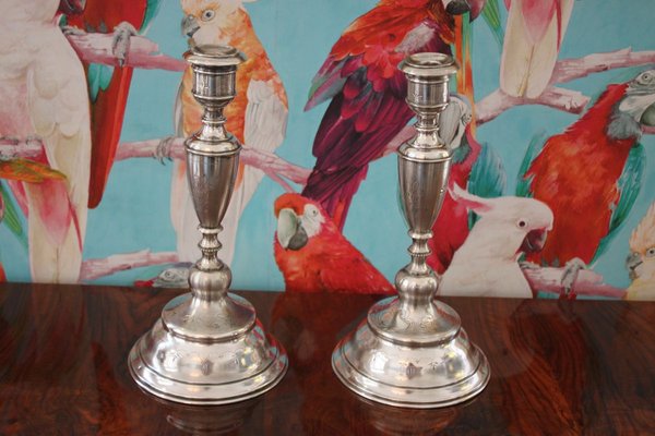 Antique Silver Candleholders, Set of 2-SEI-725290