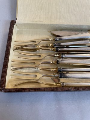 Antique Silver Fruit Cutlery Set by Alfred Pollak, Set of 16-SEI-885636