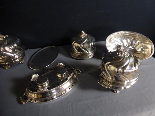 Antique Silver Metal Bells, Set of 5-WSV-667077