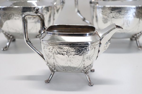 Antique Silver Plate Tea and Coffee Set by Mark Reed & Barton, 1880s, Set of 3-DCO-1294976