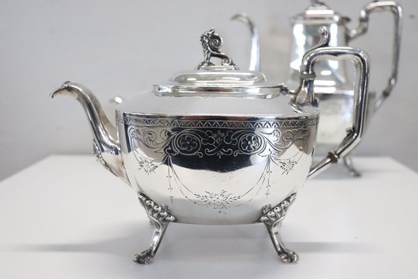 Antique Silver Plate Tea and Coffee Set by Mark Reed & Barton, 1880s, Set of 3-DCO-1294976