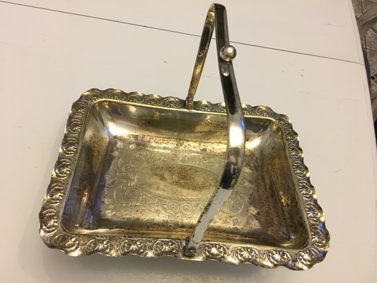 Antique Silver Plated Brass Basket-WQQ-646984