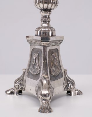 Antique Silver-Plated Church Candleholders, France, 1850s, Set of 2-GCG-1759461