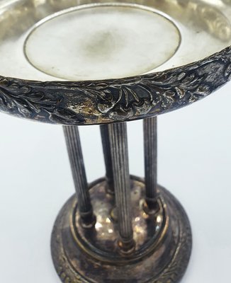 Antique Silver-Plated Metal Centerpiece with Glass Bowl-OZS-1388770