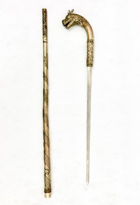 Antique Silver Plated Walking Cane-ZCY-1812835