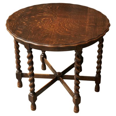 Antique Six Legged Side or Gueridon Table in Oak with Scalloped Top, 1890s-FEW-2024218