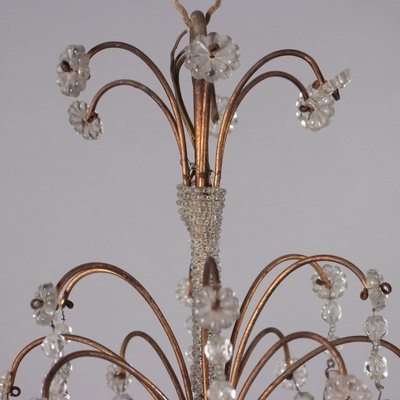 Antique Six-Light Chandelier in Metal and Glass-VMM-2033301