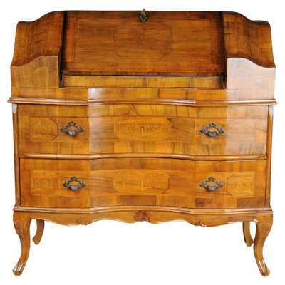 Antique Slanted Flap Secretary in Walnut Veneer-FLW-1765792