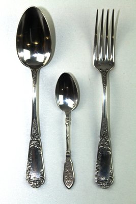 Antique Solid Silver Soup Spoons, 1900s, Set of 12-ZWH-584797