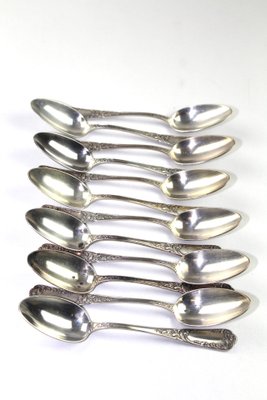 Antique Solid Silver Soup Spoons, 1900s, Set of 12-ZWH-584797