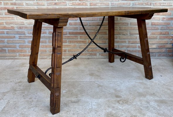 Antique Spanish Oak Work Table, 1800s-NOU-1726547