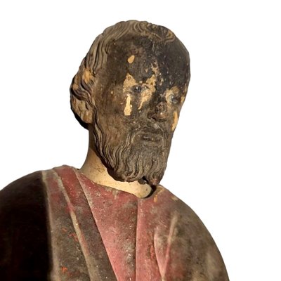 Antique Spanish School Wood Carving of St. Joseph with Polychrome, 19th Century-TCS-1816432