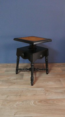 Antique Stool in Oak with Raffia Seat and Cast Iron Frame, 1890s-KK-1817869