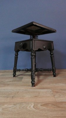 Antique Stool in Oak with Raffia Seat and Cast Iron Frame, 1890s-KK-1817869