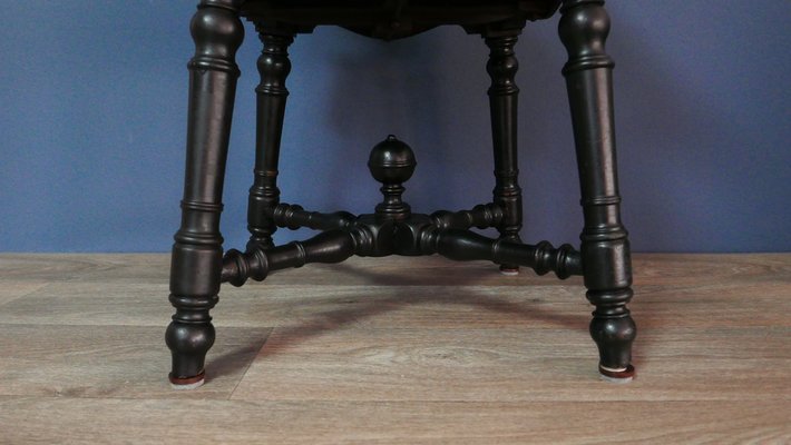 Antique Stool in Oak with Raffia Seat and Cast Iron Frame, 1890s-KK-1817869