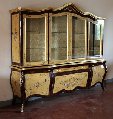 Antique Style Bookcase with Four-Door Riser in Myrtle Burl, 2000s-IYX-1409377