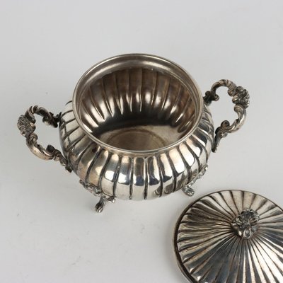 Antique Sugar Bowl in Silver, Milan, Italy, 20th Century-VMM-2023848