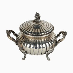 Antique Sugar Bowl in Silver, Milan, Italy, 20th Century-VMM-2023848