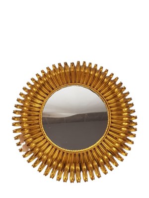 Antique Sun Mirror with Brass Frame-TCS-1249065