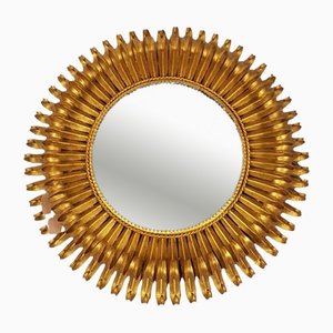 Antique Sun Mirror with Brass Frame-TCS-1249065