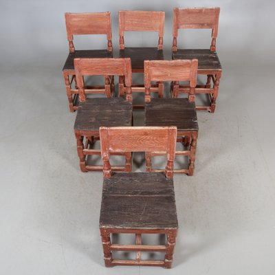 Antique Swedish Chairs with 12 Locks, 19th Century, Set of 6-VAP-1394074