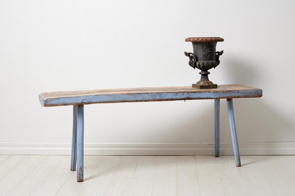 Antique Swedish Genuine Primitive Country House Blue Bench-MJF-1762604