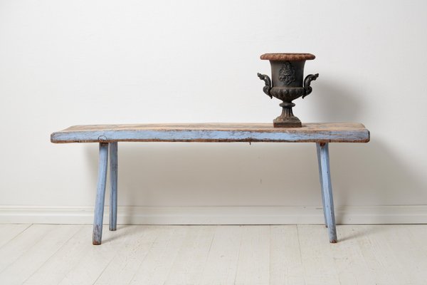 Antique Swedish Genuine Primitive Country House Blue Bench-MJF-1762604