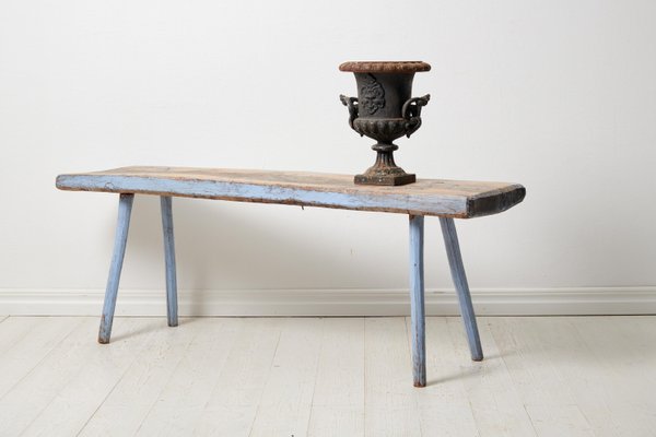 Antique Swedish Genuine Primitive Country House Blue Bench-MJF-1762604