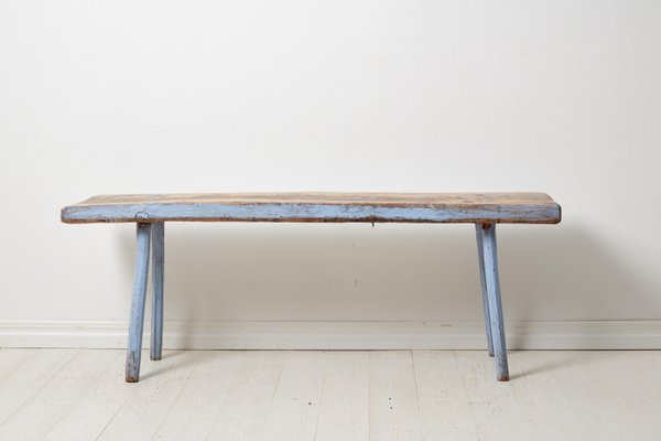 Antique Swedish Genuine Primitive Country House Blue Bench-MJF-1762604