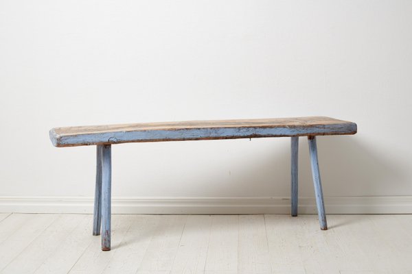 Antique Swedish Genuine Primitive Country House Blue Bench-MJF-1762604