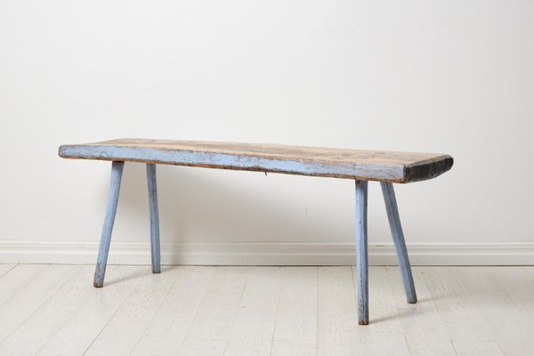 Antique Swedish Genuine Primitive Country House Blue Bench-MJF-1762604